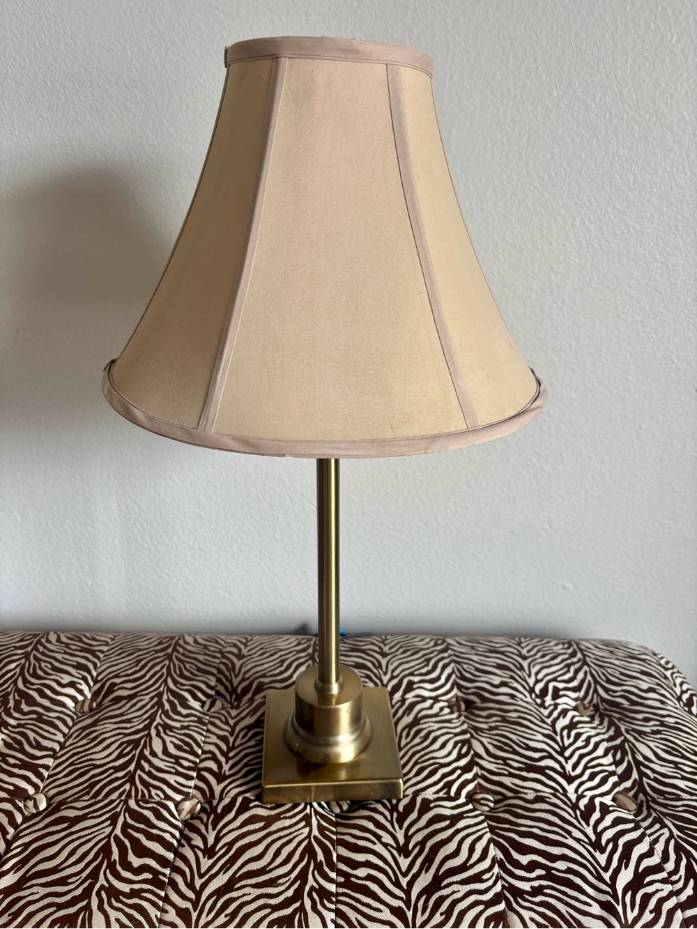 Cream Fabric Shade Table Lamp with Brass Base